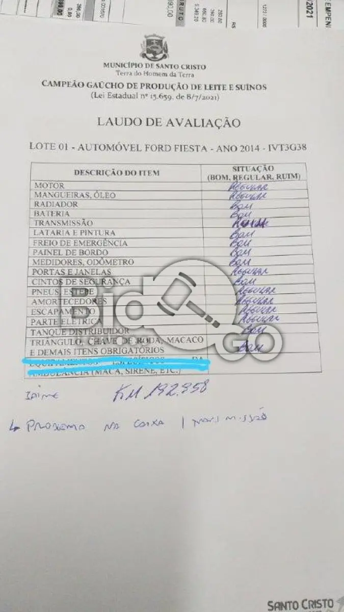 LOTE 001 - AUTOMÓVEL FORD NEW FIESTA HATCH SE ANO 2014