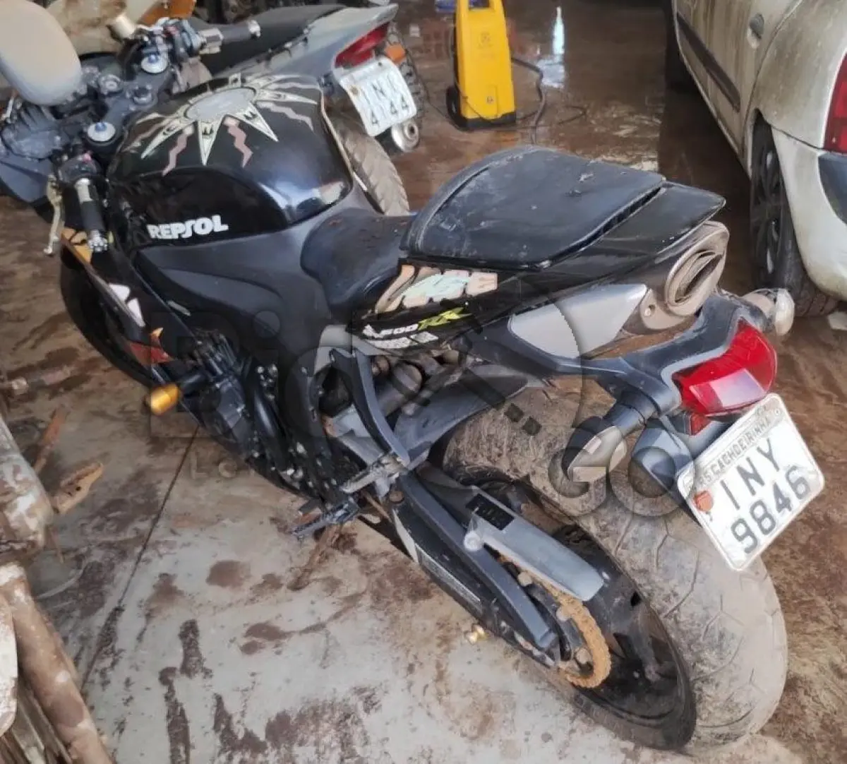 LOTE 005 - Espécie: PASSAGEIRO / Marca: I / Modelo: HONDA CBR 600RR / Placa: INY9846 / UF: RS / Município: Cachoeirinha / Ano fabricação: 2007 / Ano modelo: 2007 / Cor: PRETA / Chassi: JH2PC40947M000623 / Motor: PC40E-2033388 / RENAVAM: 927024179 *AFETADO POR ENCHENTE