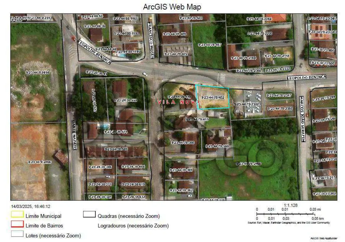 Imóvel situado na rua leopoldo beninca, s/n - bairro vila nova, joinville /sc - terreno com área de 511,12m², sem benfeitorias.