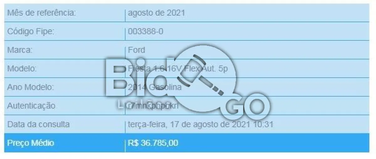 LOTE 001 - AUTOMÓVEL FORD NEW FIESTA HATCH SE ANO 2014